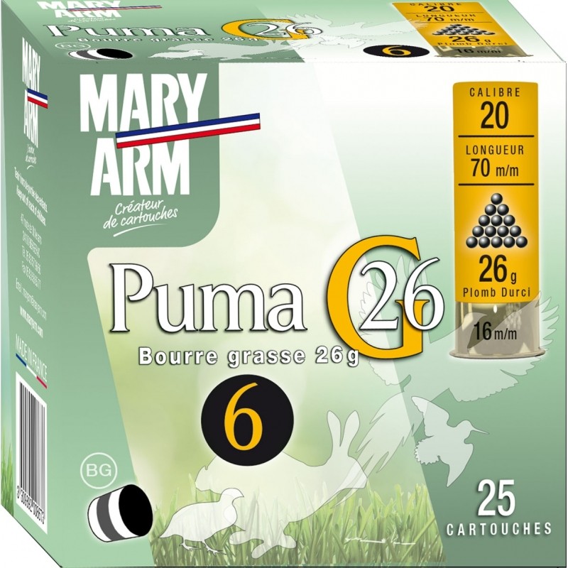 CARTOUCHES MARY ARM PUMA G26 BG - Cal: 20