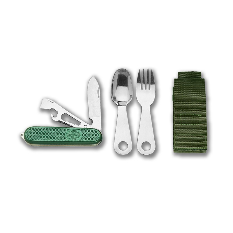 Couteau de campagne Mil-Tec, multi-usage avec cuillère, fourchette et étui de transport en nylon, 2227