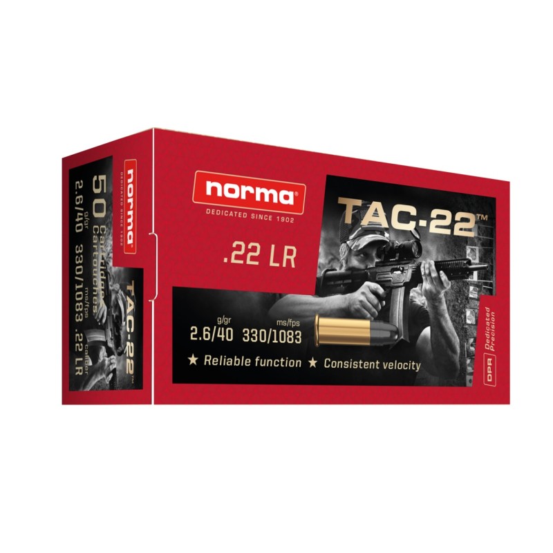 NORMA 22LR 2.6G/40GR TAC-22 LRN PLOMB BTE 50