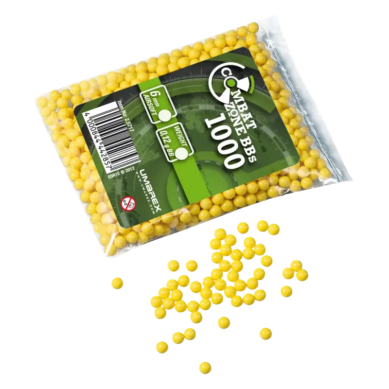 BILLES BBS 6MM COMBAT ZONE JAUNE 0.12G SACHET X1000  Disponible